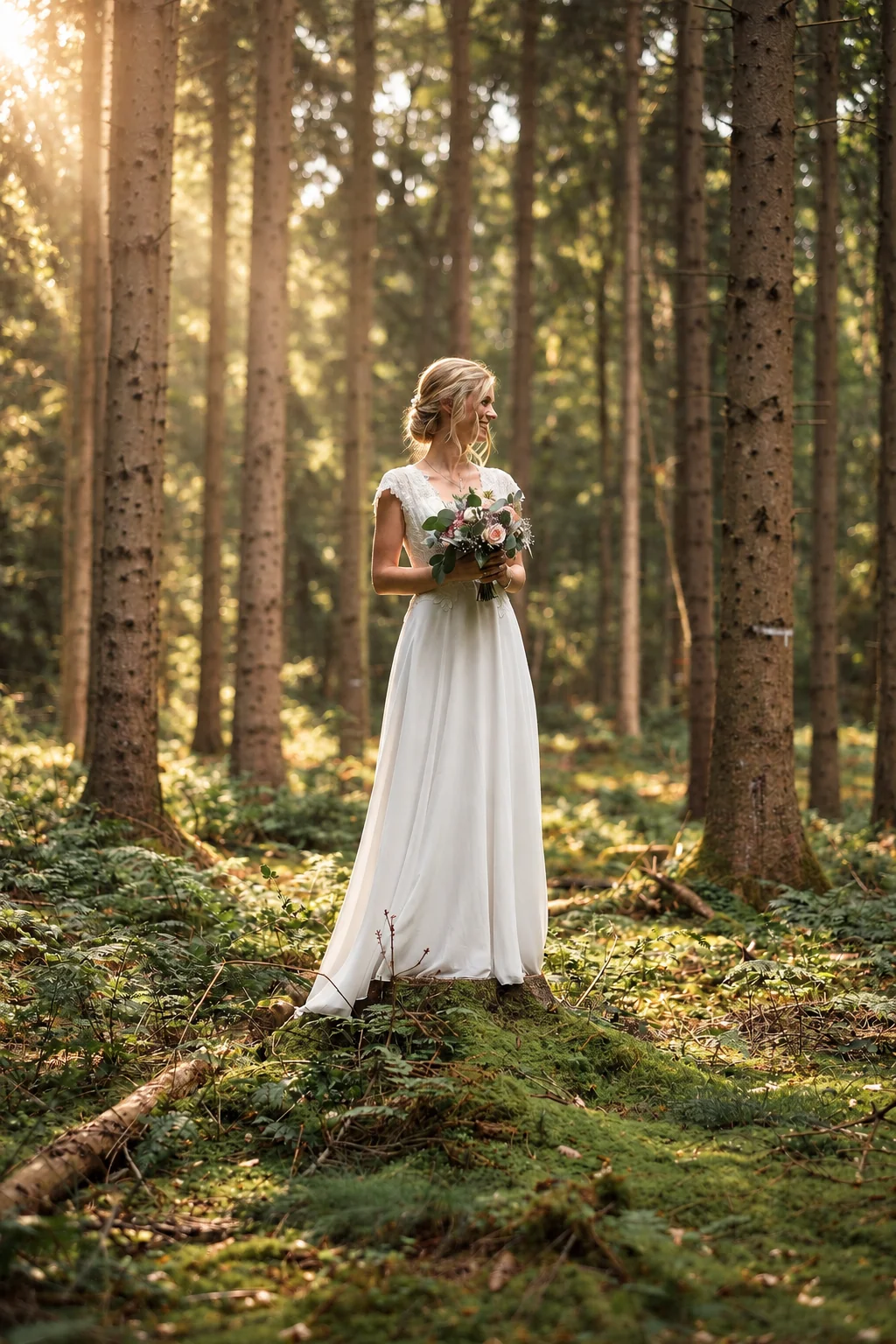 Brautportrait im Wald nahe dem Landhaus Westerhof